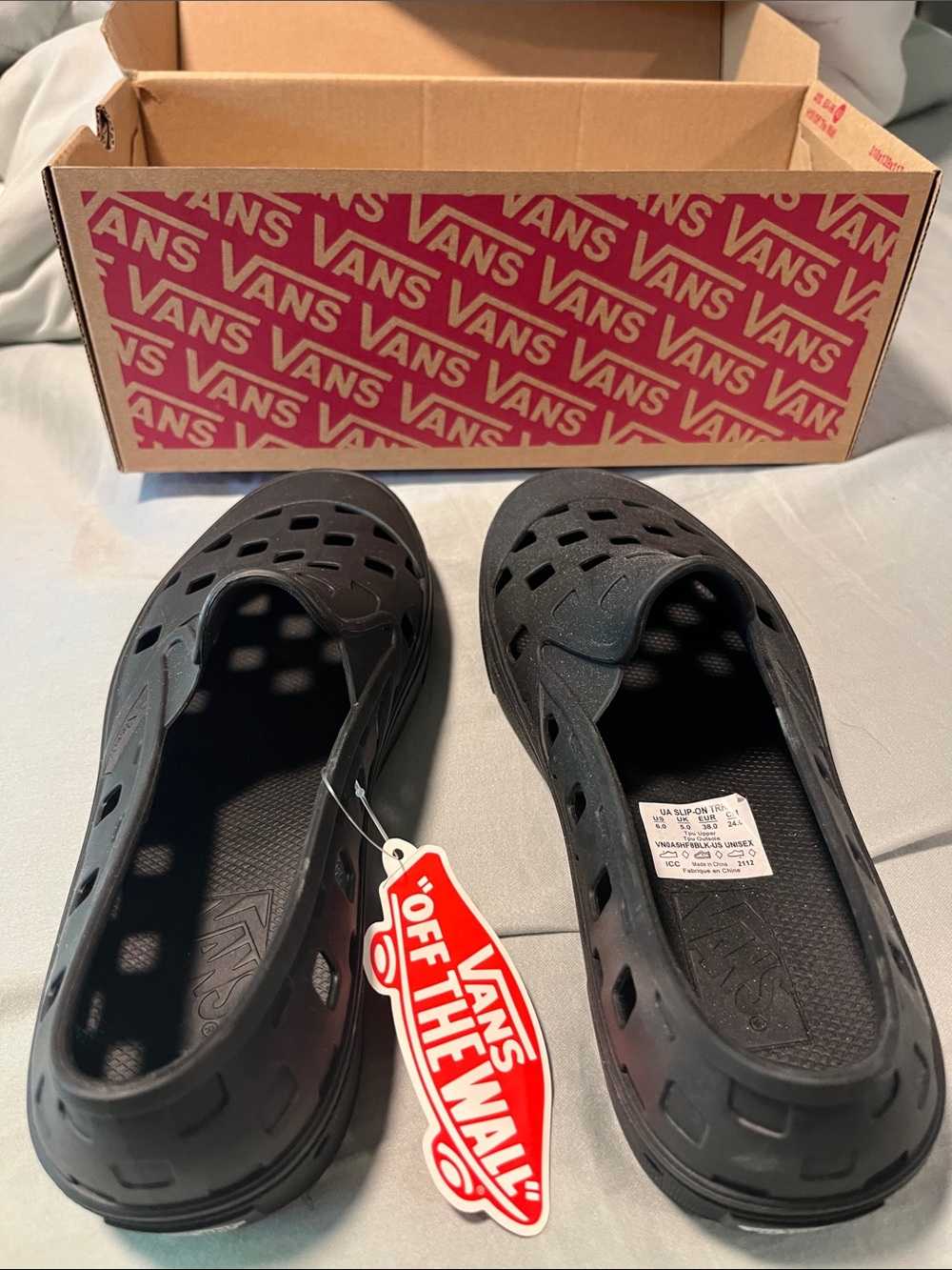 Vans Black Slip-On Foam Clogs with Perforated Upper